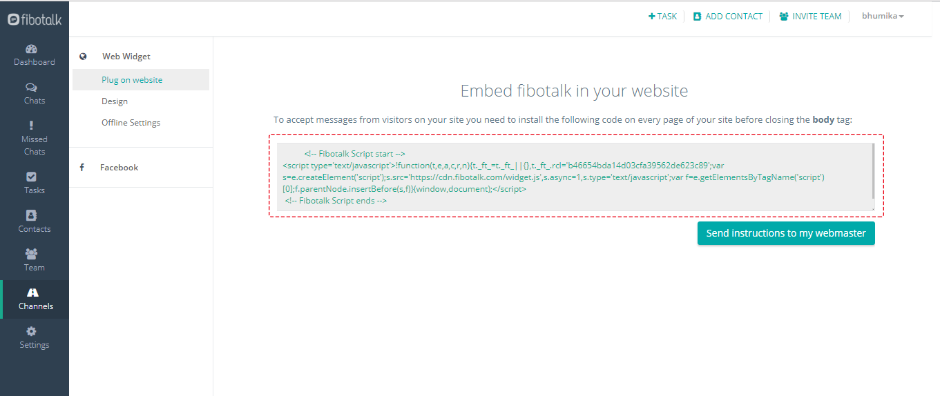 fibotalk live chat script